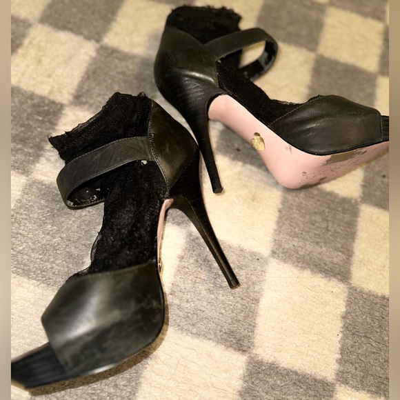 Betsey Johnson Lace sock platform heels punk grunge Y2K - Picture 3 of 6